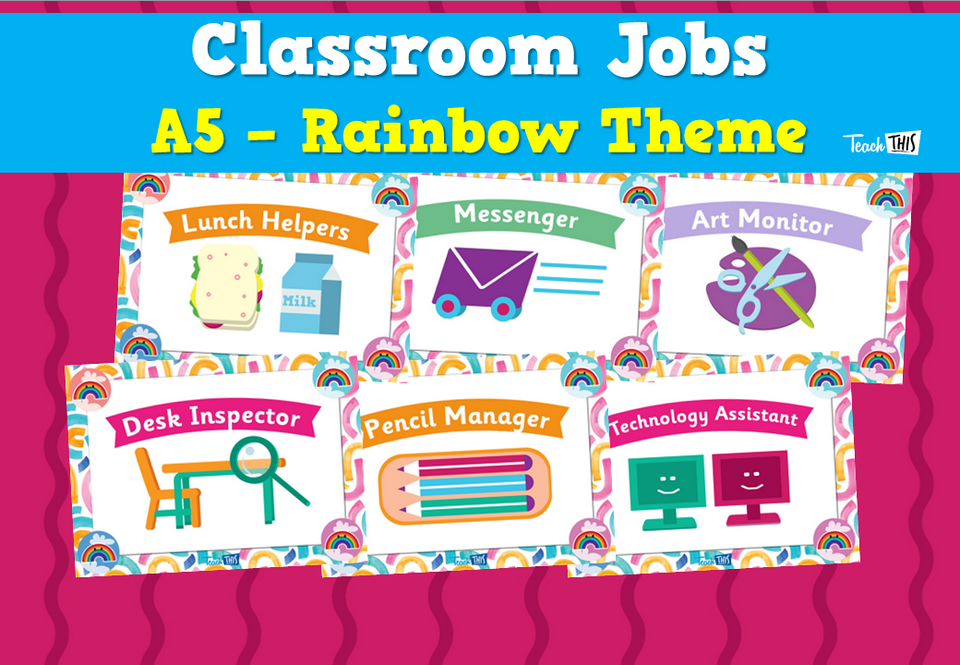 Classroom Jobs A5 - Rainbow Theme