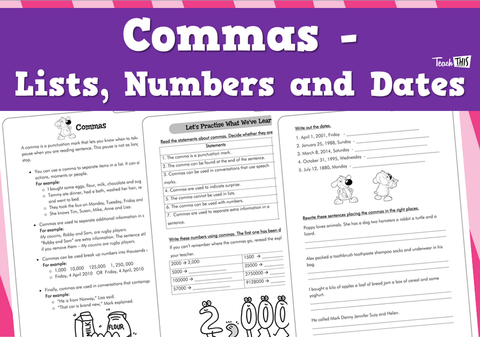 Commas - Lists, Numbers and Dates