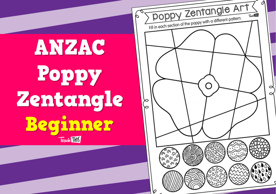 ANZAC Poppy Zentangle - Beginner
