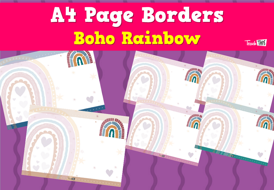 A4 Page Borders - Boho Rainbow