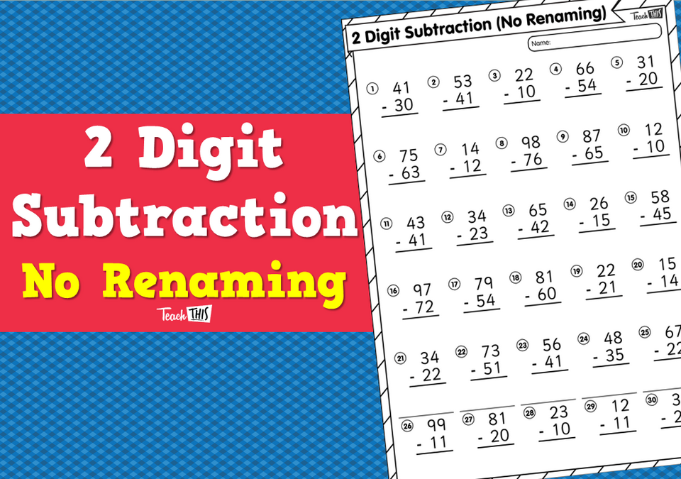 2 Digit Subtraction - No Renaming