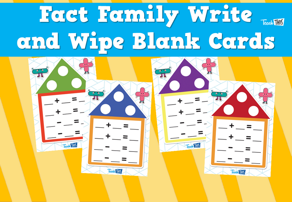 Fact Family Write and Wipe Blank Cards