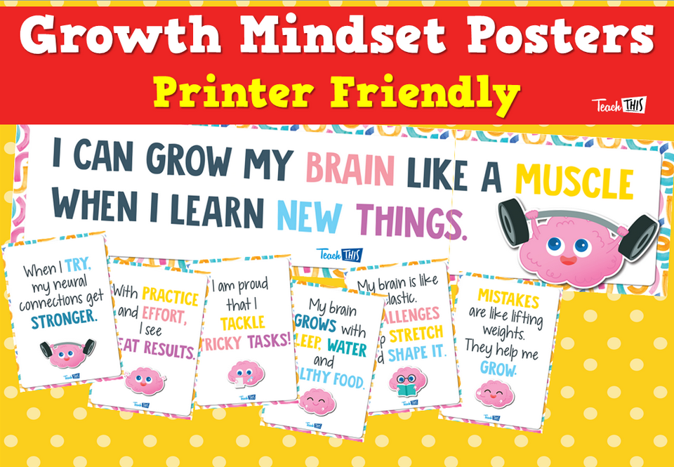 Growth Mindset Posters (Printer Friendly)