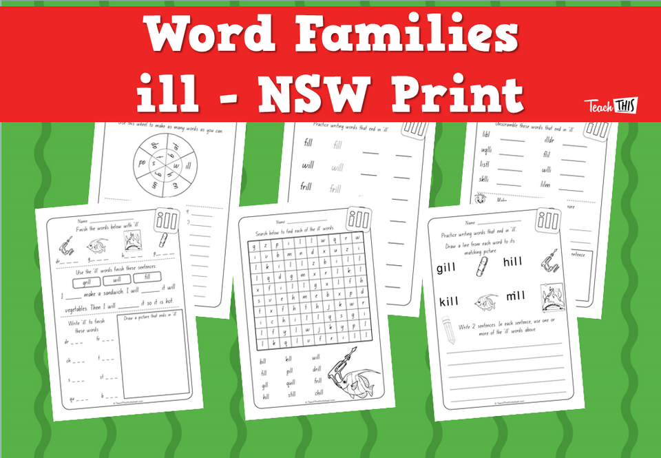 Word Families - ill - NSW Print