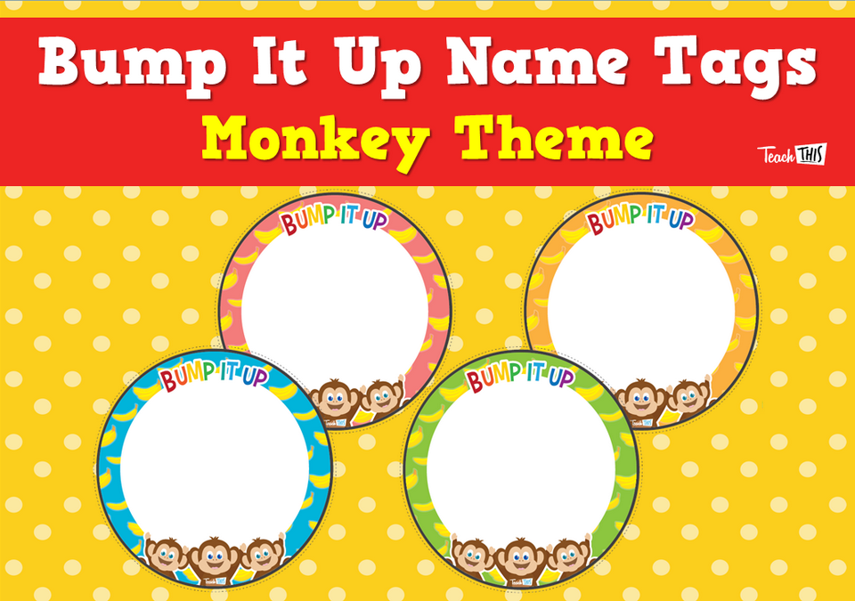 Bump It Up Name Tags - Monkey Theme