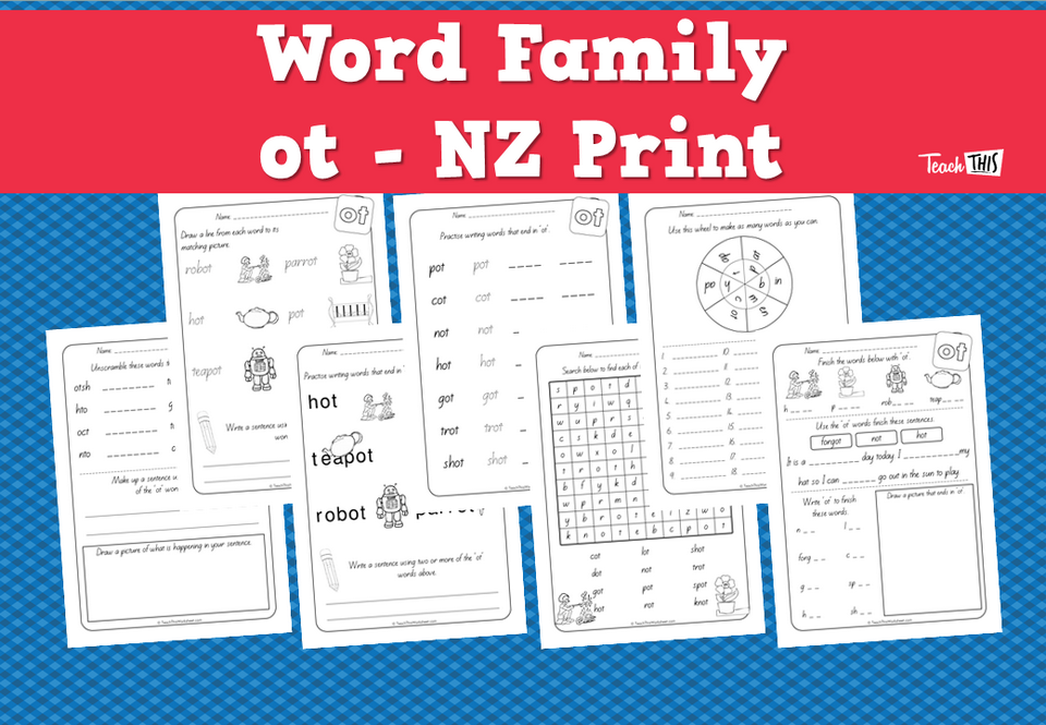 Word Family - ot - NZ Print