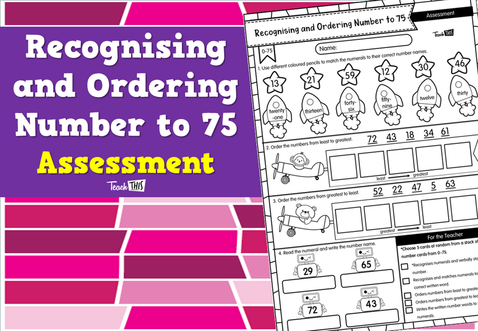 Recognising and Ordering Number to 75 - Assessment