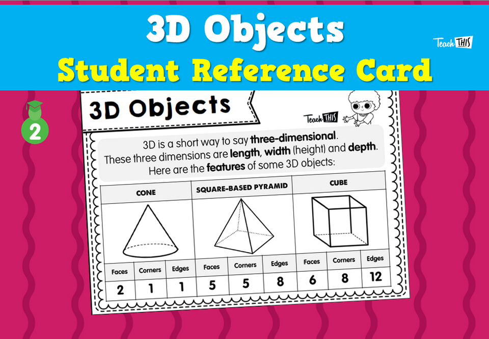3D Objects - Student Reference Card