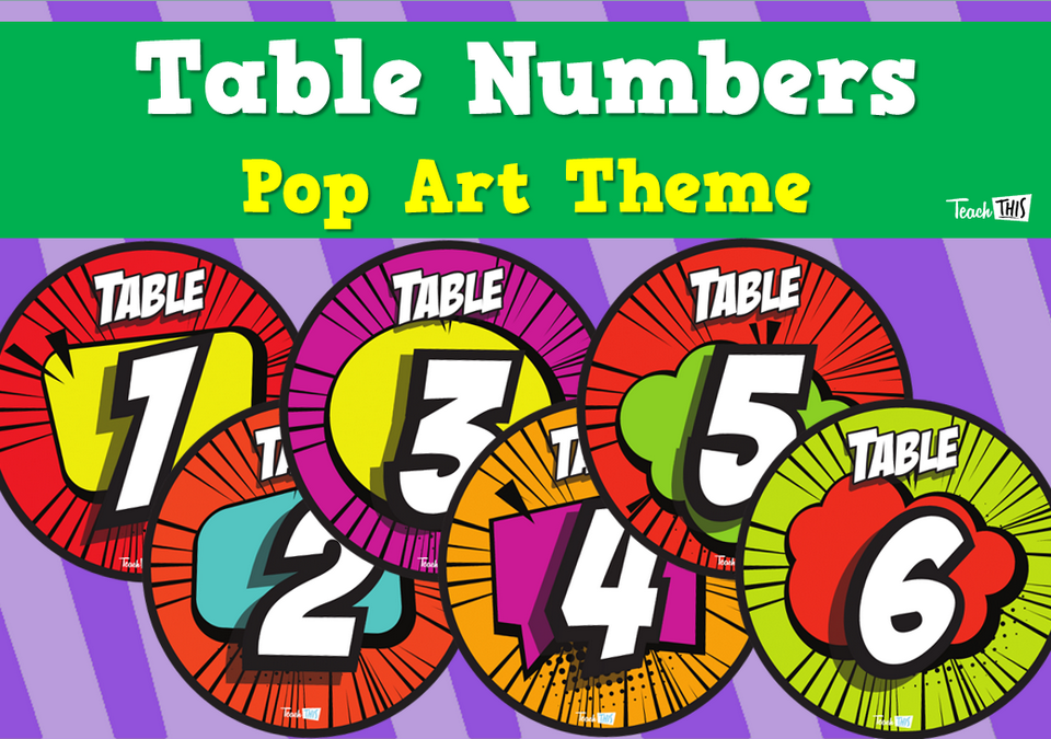 Table Numbers - Pop Art Theme