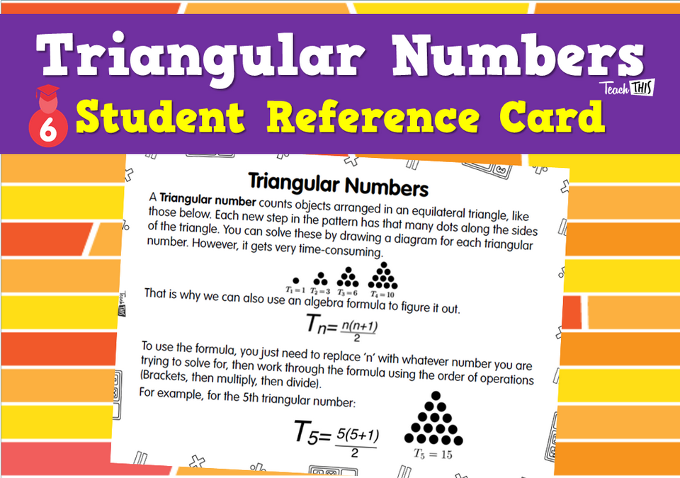Triangular Numbers - Student Reference Card