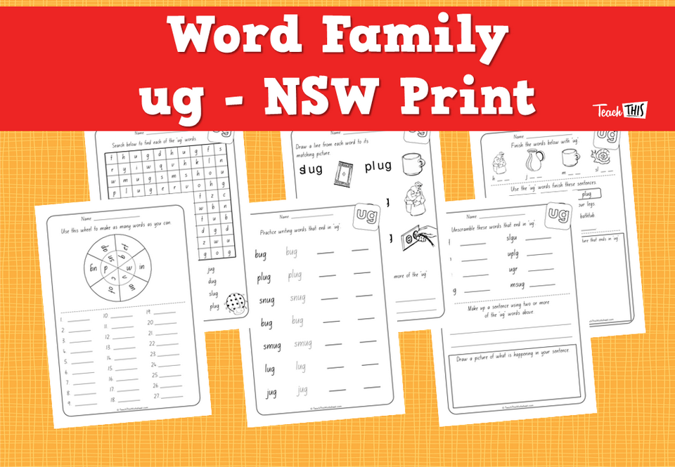 Word Family - ug - NSW Print