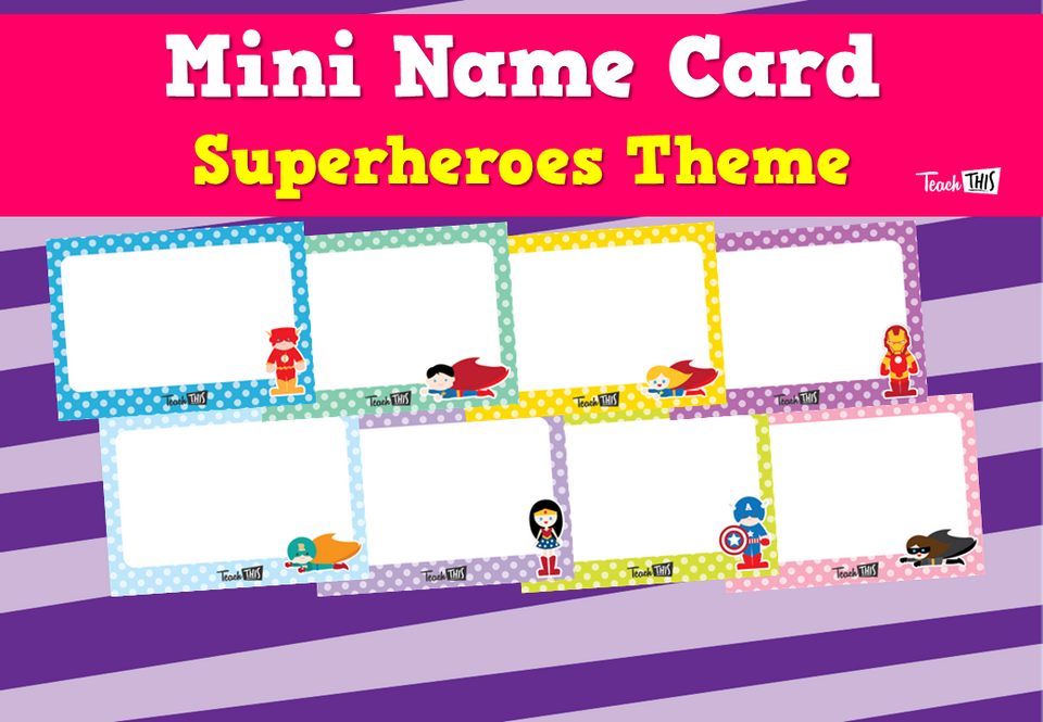 Mini Name Card - Superheroes Theme