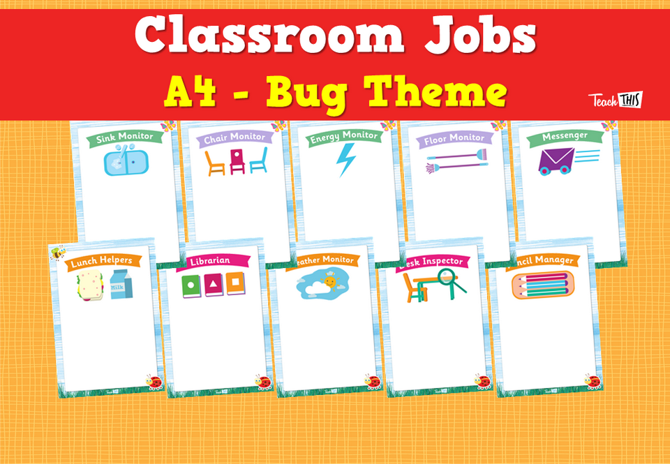 Classroom Jobs A4 - Bug Theme