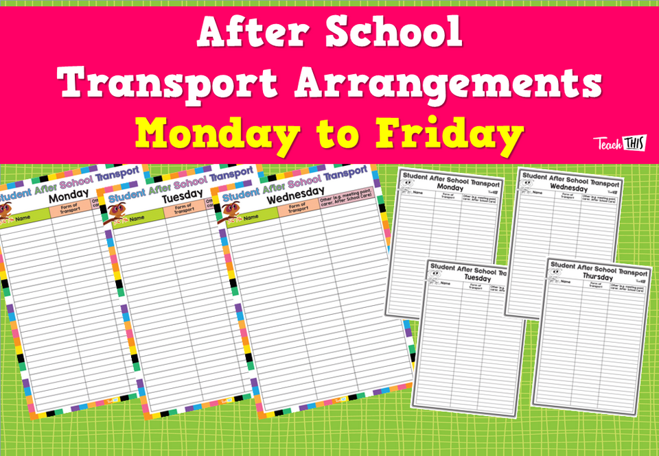 After School Transport Arrangements - Monday to Friday