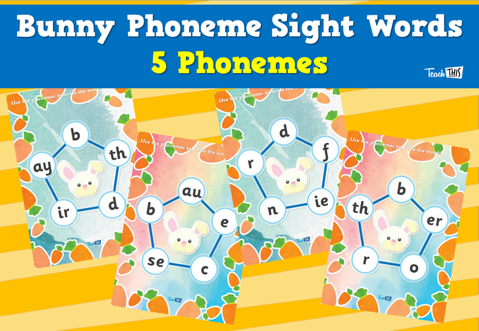 Bunny Phoneme Sight Words - 5 Phonemes