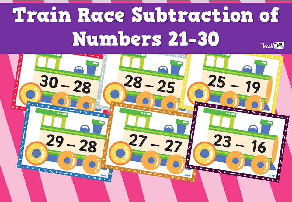 Train Race Subtraction of Numbers 21-30