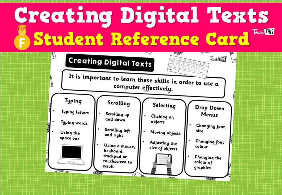 Creating Digital Texts - Student Reference Card
