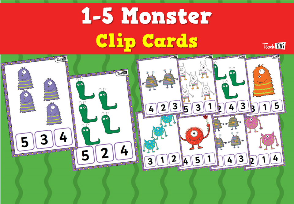 1-5 Monster Clip Cards