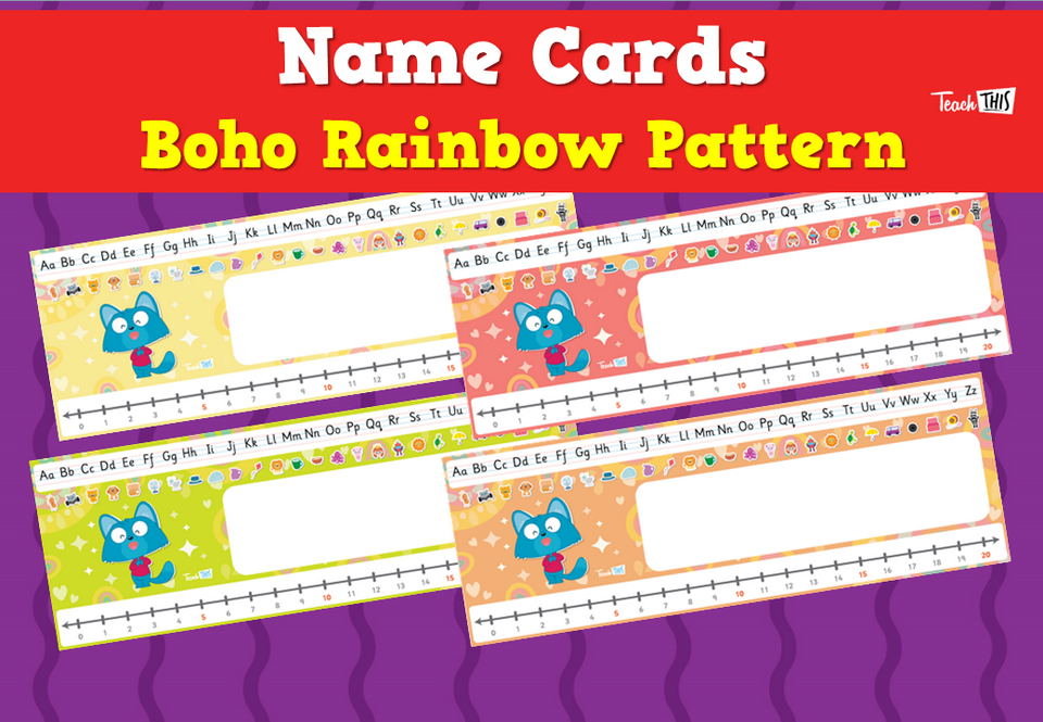 Name Cards - Boho Rainbow Pattern