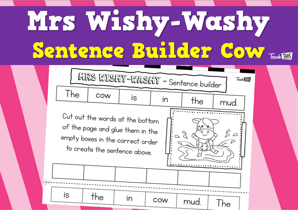 Mrs Wishy-Washy Sentence Builder Cow