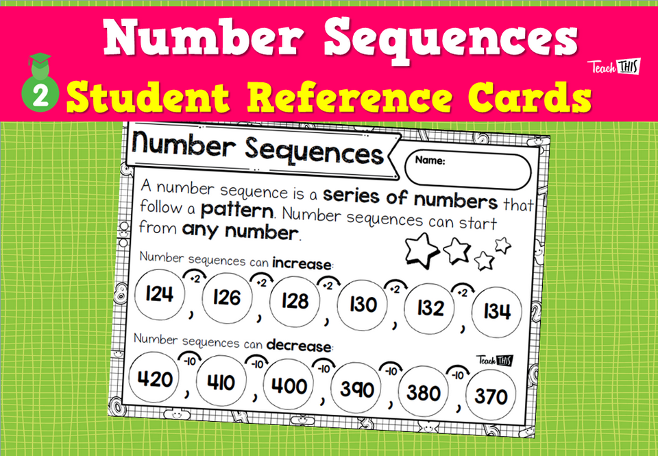 Number Sequences - Student Reference Cards