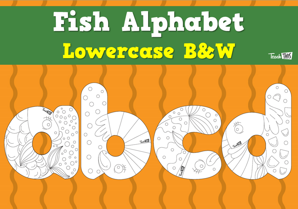 Fish Alphabet - Lowercase B&W