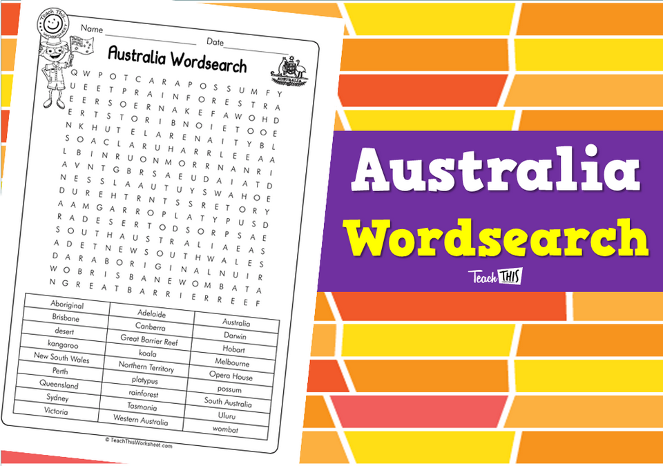 Australia Wordsearch (2 pg)
