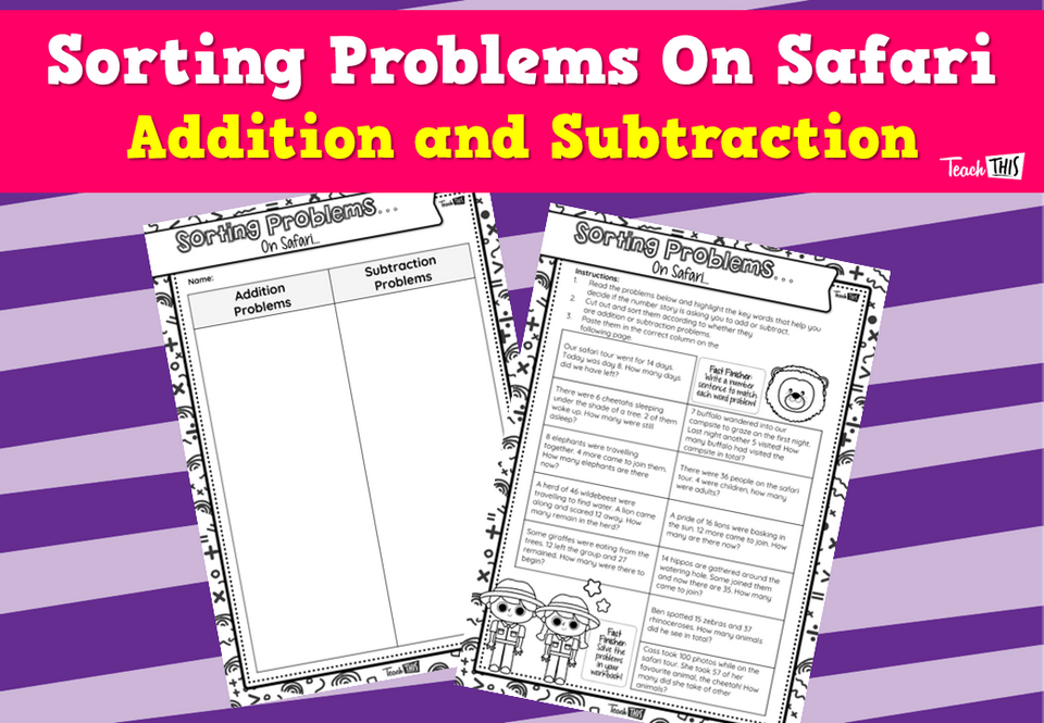 Sorting Problems On Safari- Addition and Subtraction