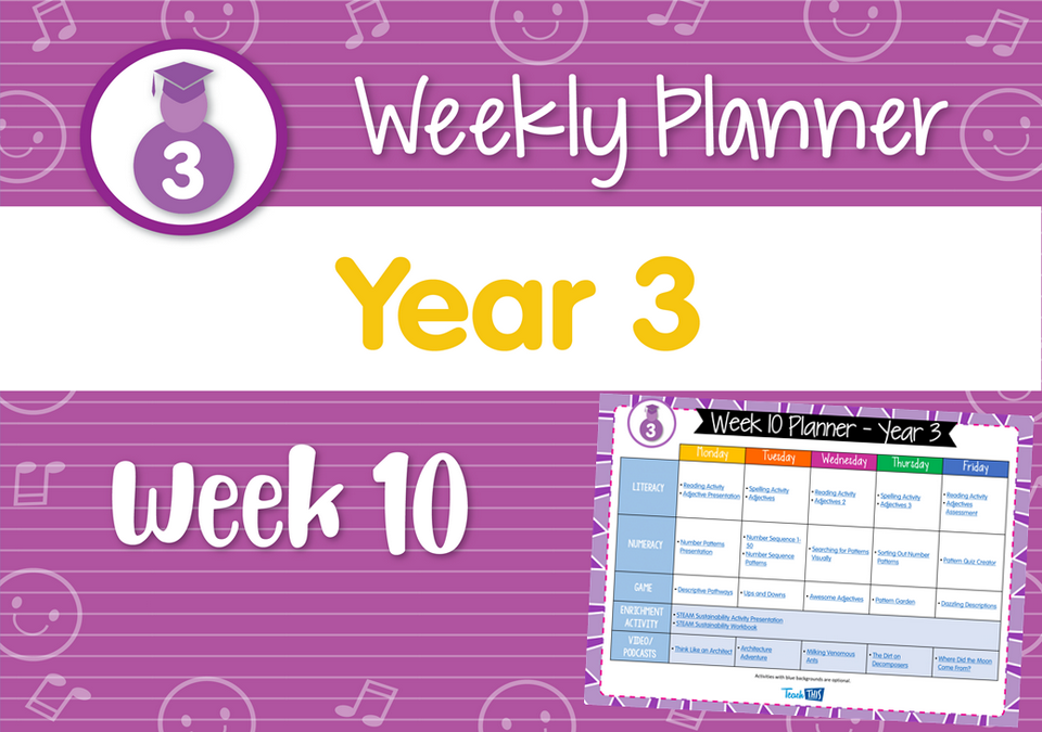 Weekly Planner - Year 3 Week 10