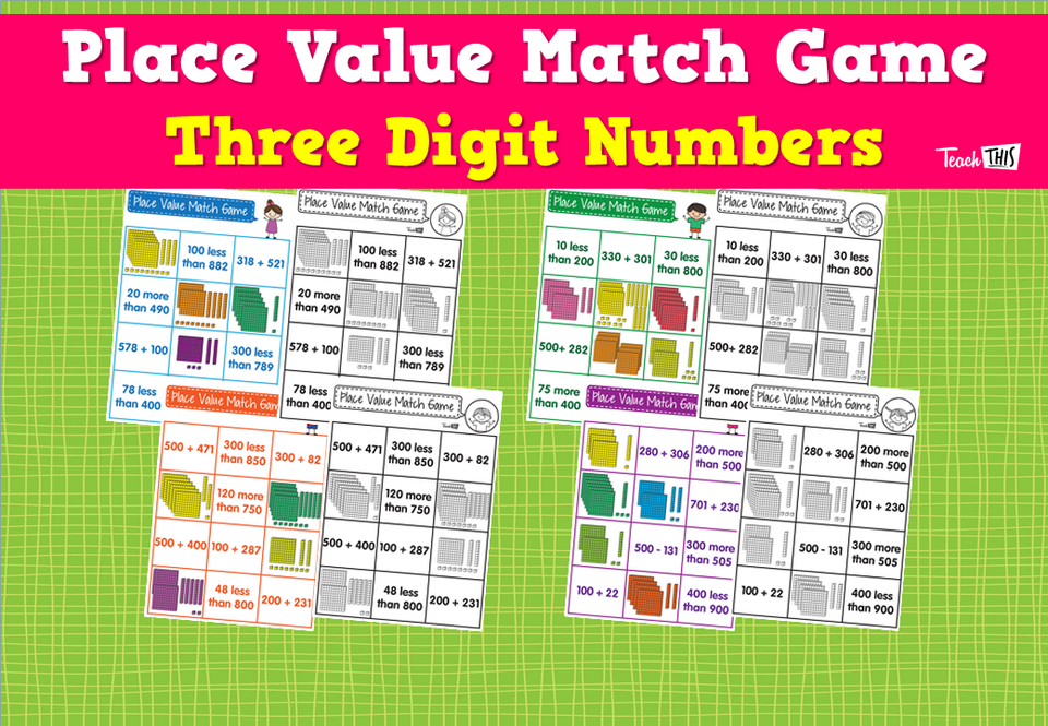 Place Value Match Game - Three Digit Numbers