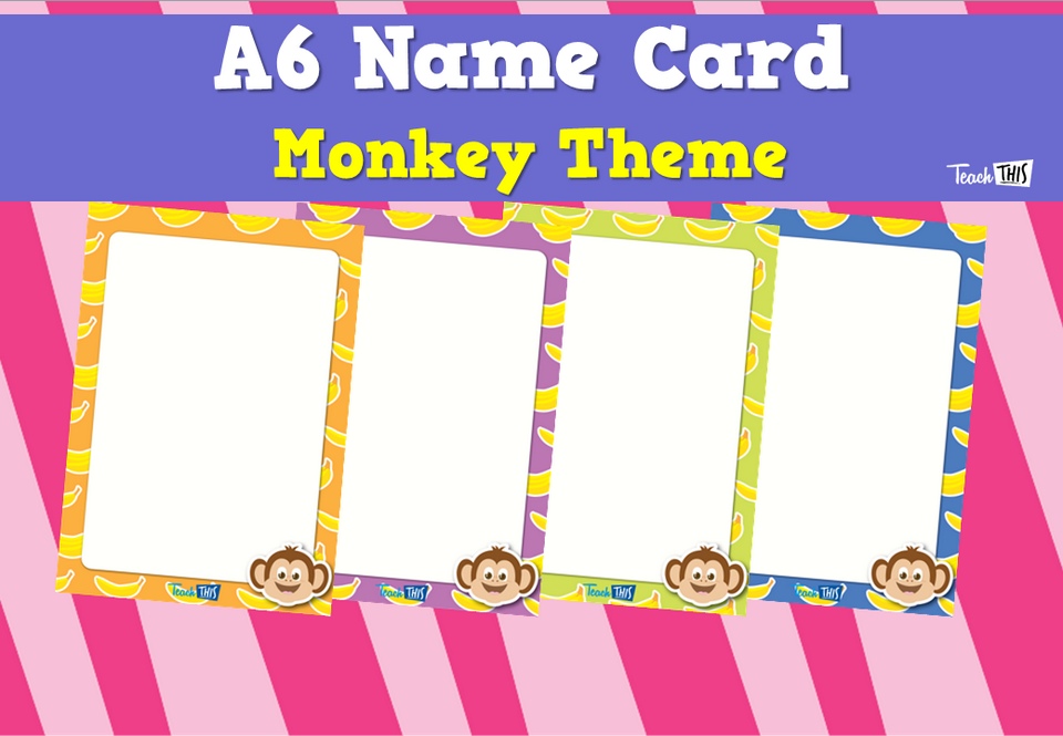 A6 Name Card - Monkey Theme