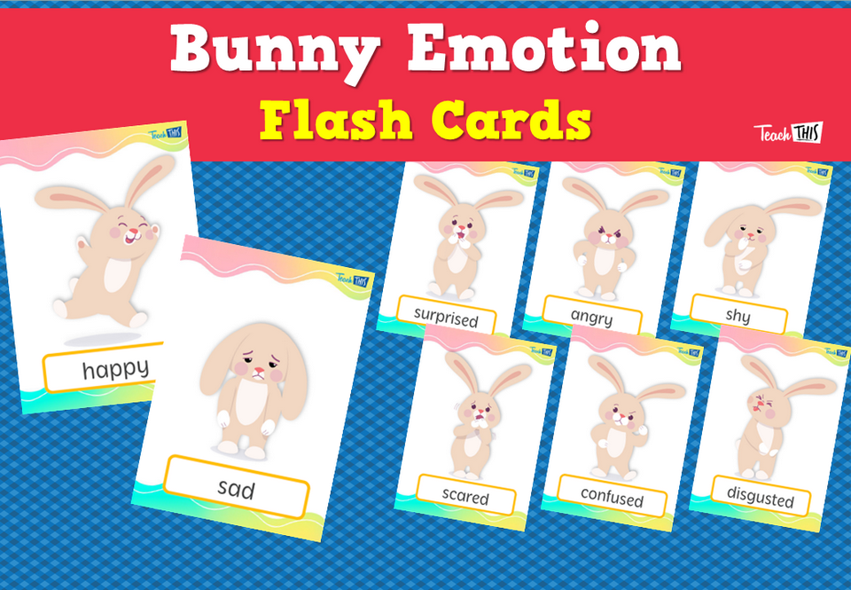 Bunny Emotion Flash Cards
