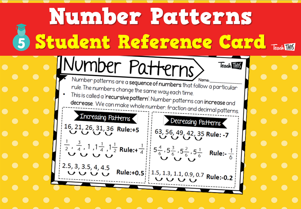 Number Patterns - Student Reference Card