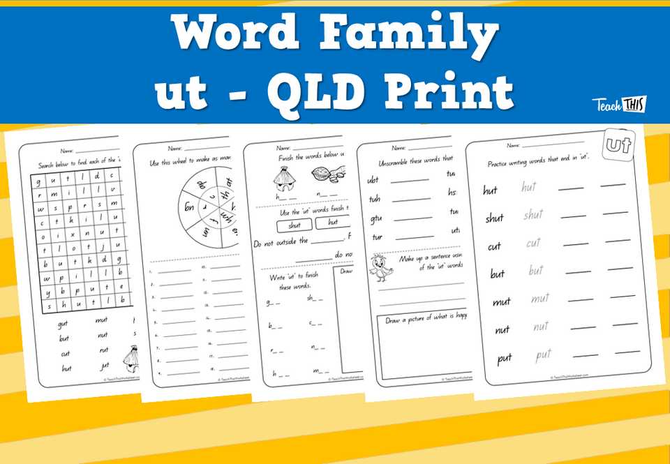 Word Family - ut - QLD Print