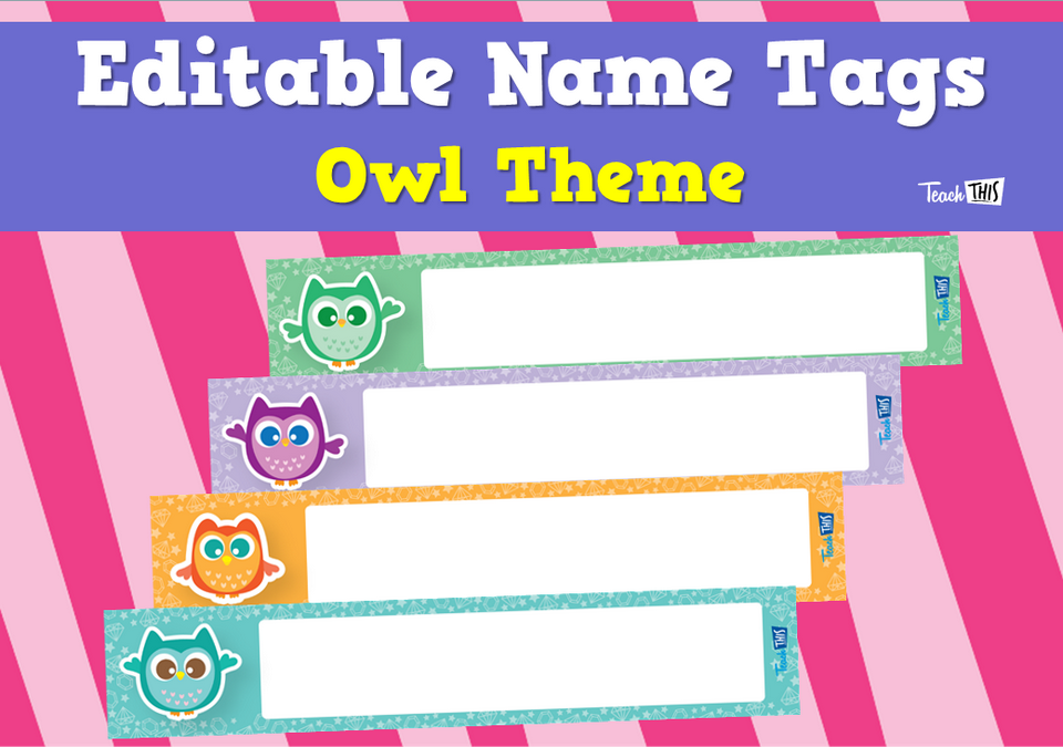 Editable Name Tags - Owl Theme