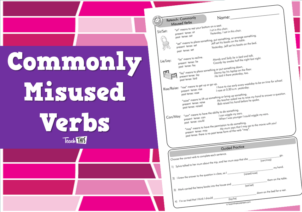 Commonly Misused Verbs (answers incl) 4pg
