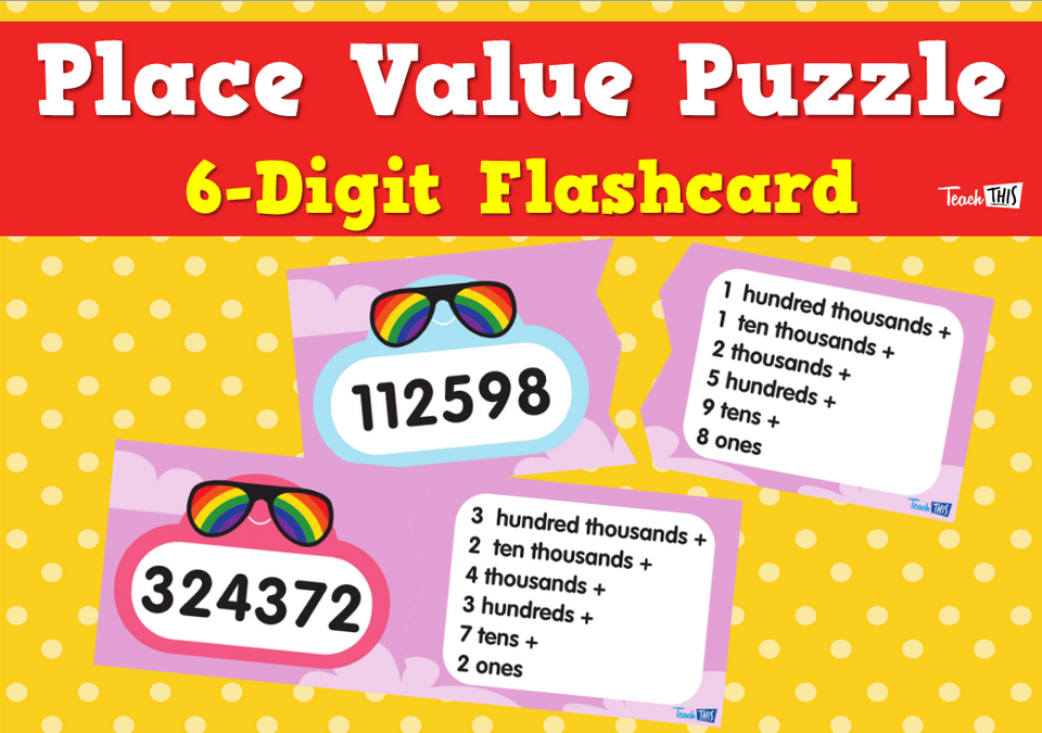 Place Value Puzzle - 6-Digit Flashcard