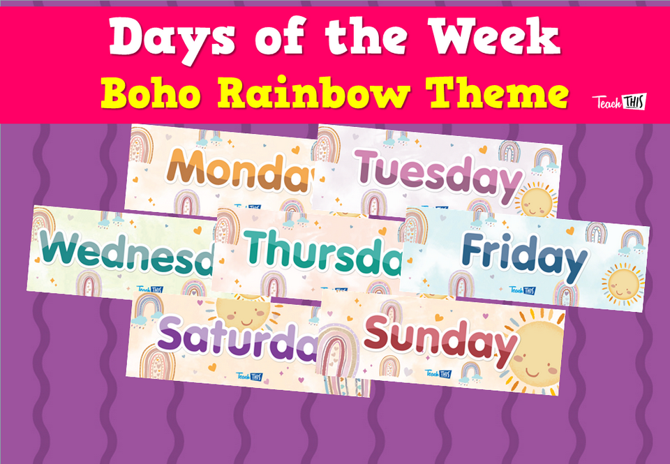 Days of the Week - Boho Rainbow Theme