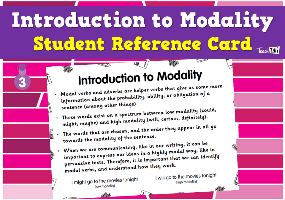 Introduction to Modality - Student Reference Card