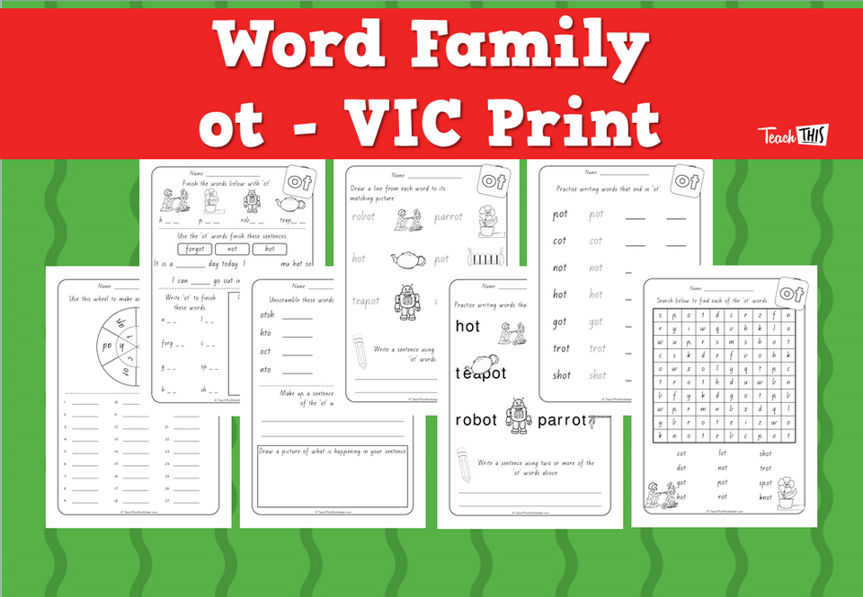 Word Family - ot - VIC Print
