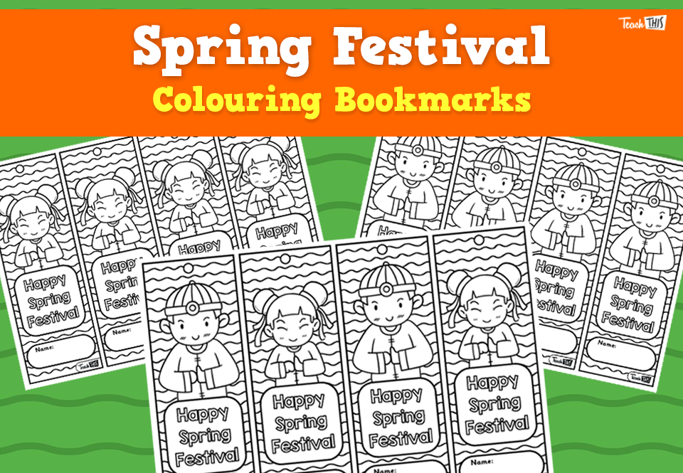 Spring Festival - Colouring Bookmarks