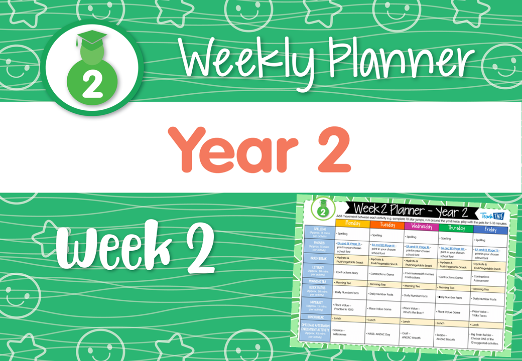 Weekly Planner - Year 2 Week 2