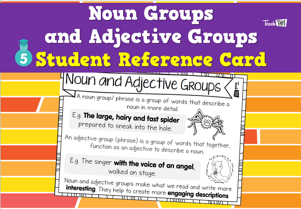 Noun Group and Adjective Groups - Student Reference Card