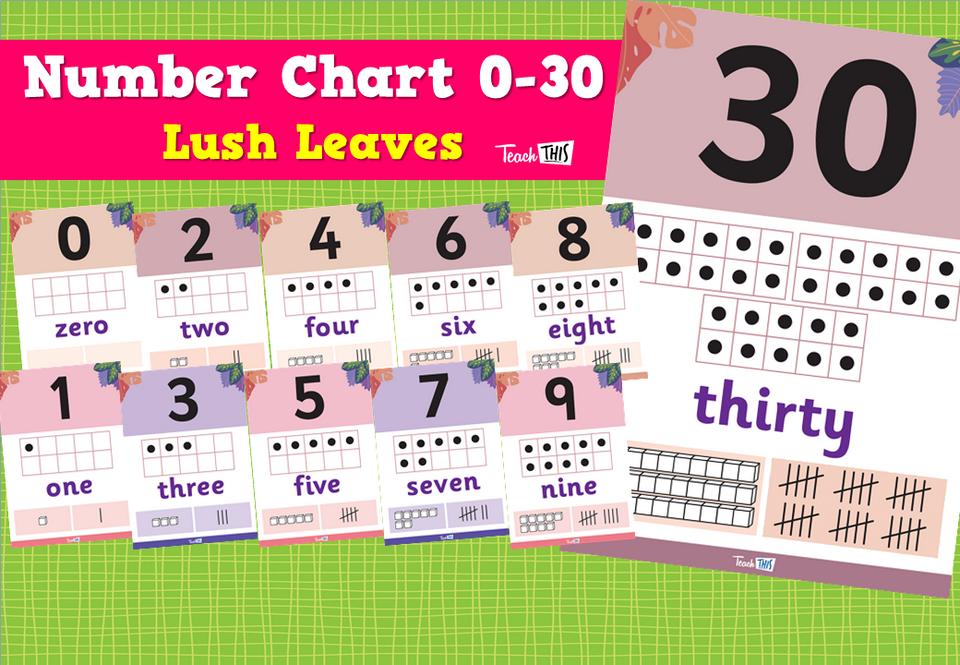 Number Chart 0-30 - Lush Leaves