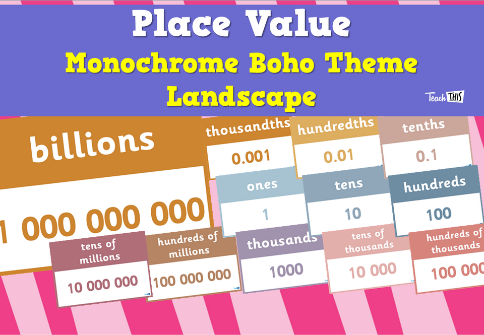 Place Value - Monochrome Boho Theme Landscape