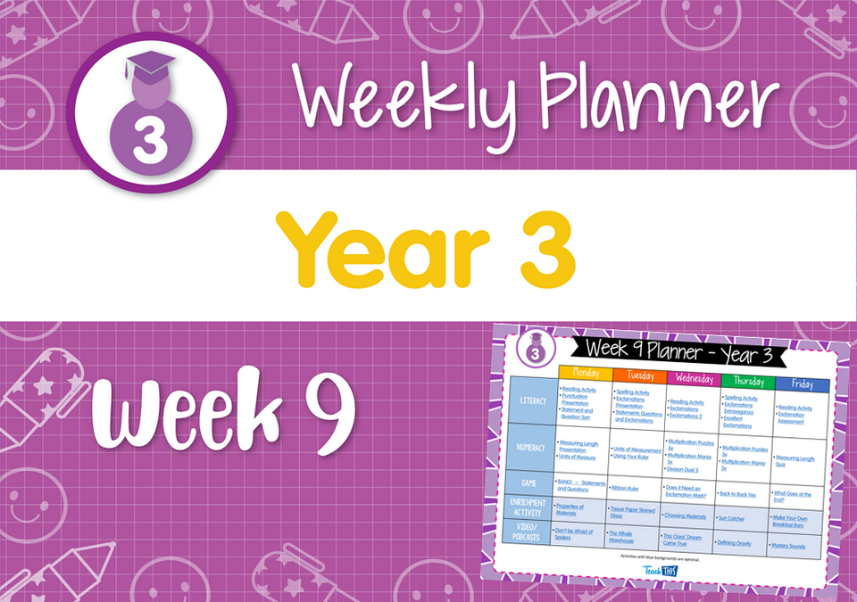 Weekly Planner - Year 3 Week 9