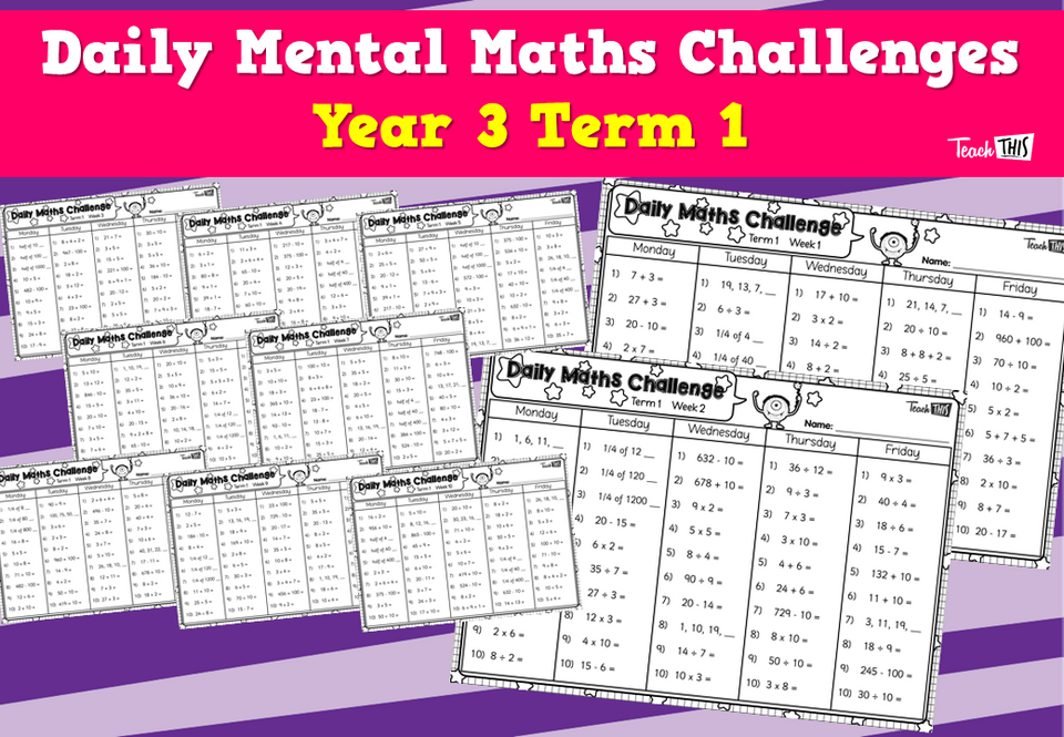 Daily Mental Maths Challenges - Year 3 Term 1