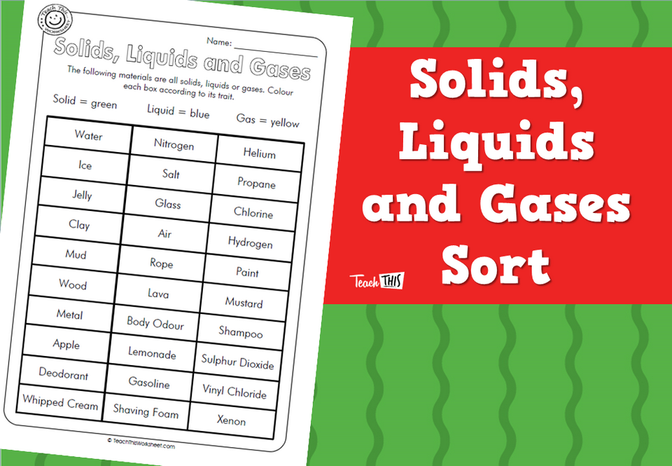 Solids, Liquids and Gases Sort