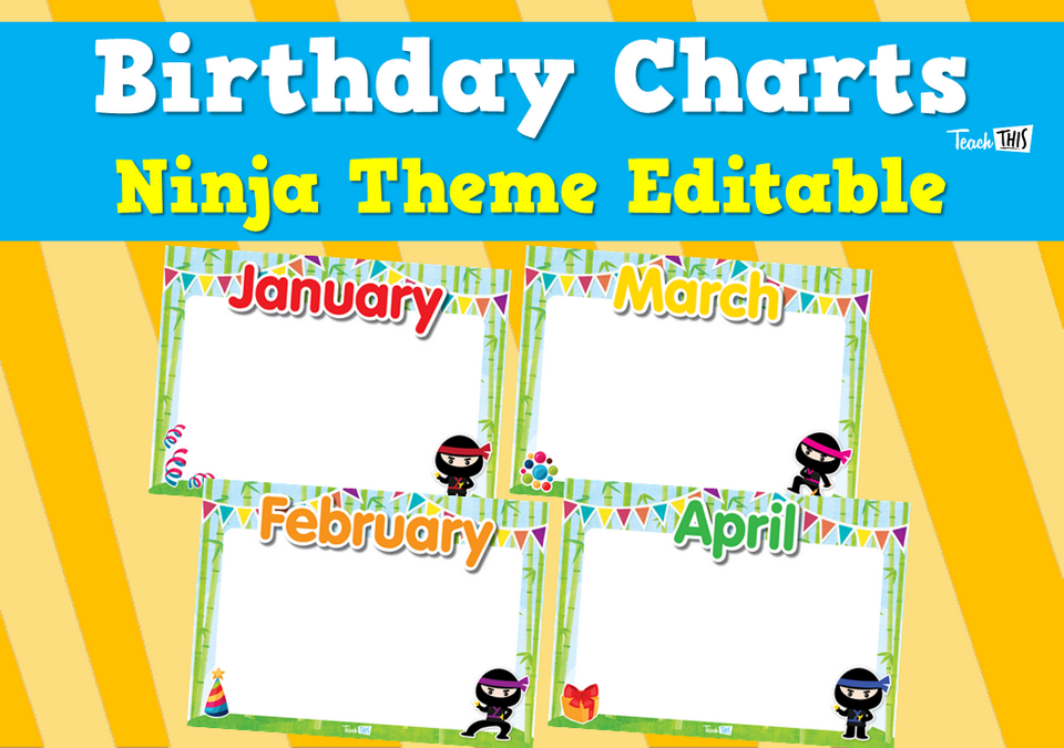 Birthday Charts - Ninja Theme Editable