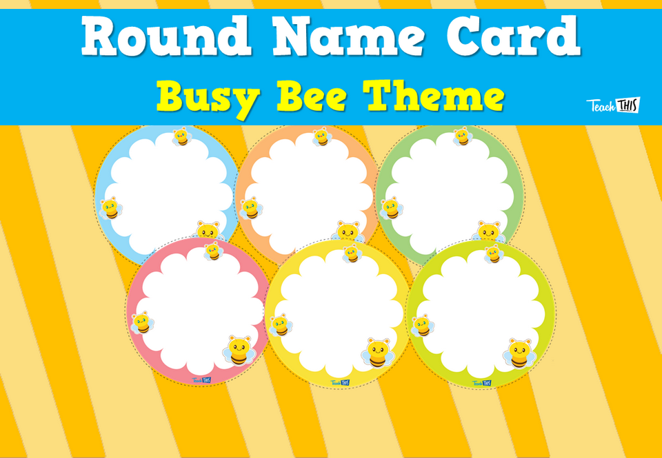 Round Name Card - Busy Bee Theme